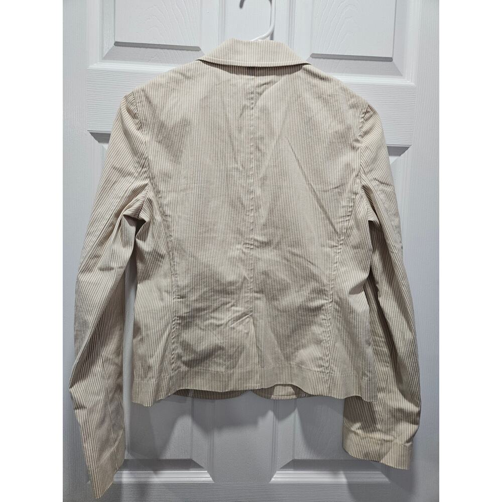 Vintage Theory White Beige Pinstripe Cotton Women's Blazer Size 6 Neutral Jacket - Picture 8 of 11